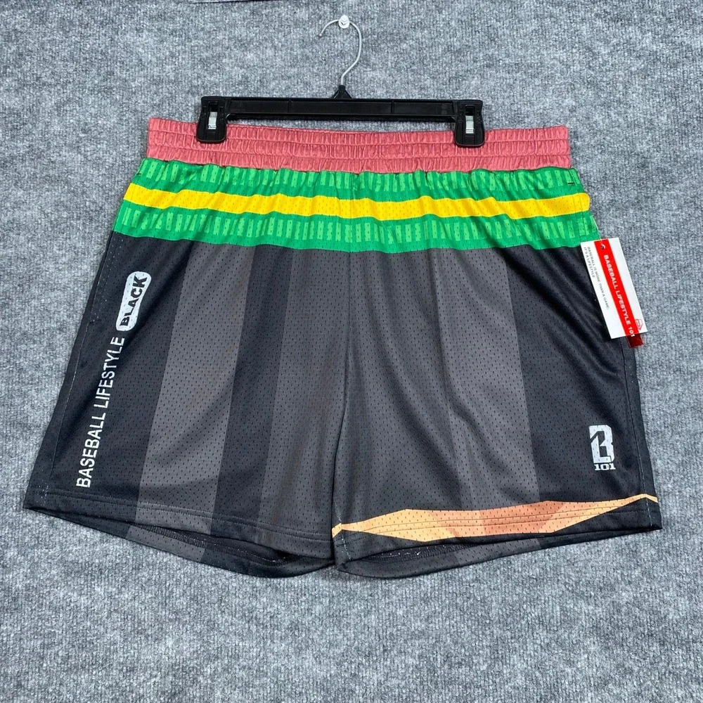 Baseball Lifestyle 101 BL101 Mens Pencil Shorts Black‎ Mesh Athletic Large NEW